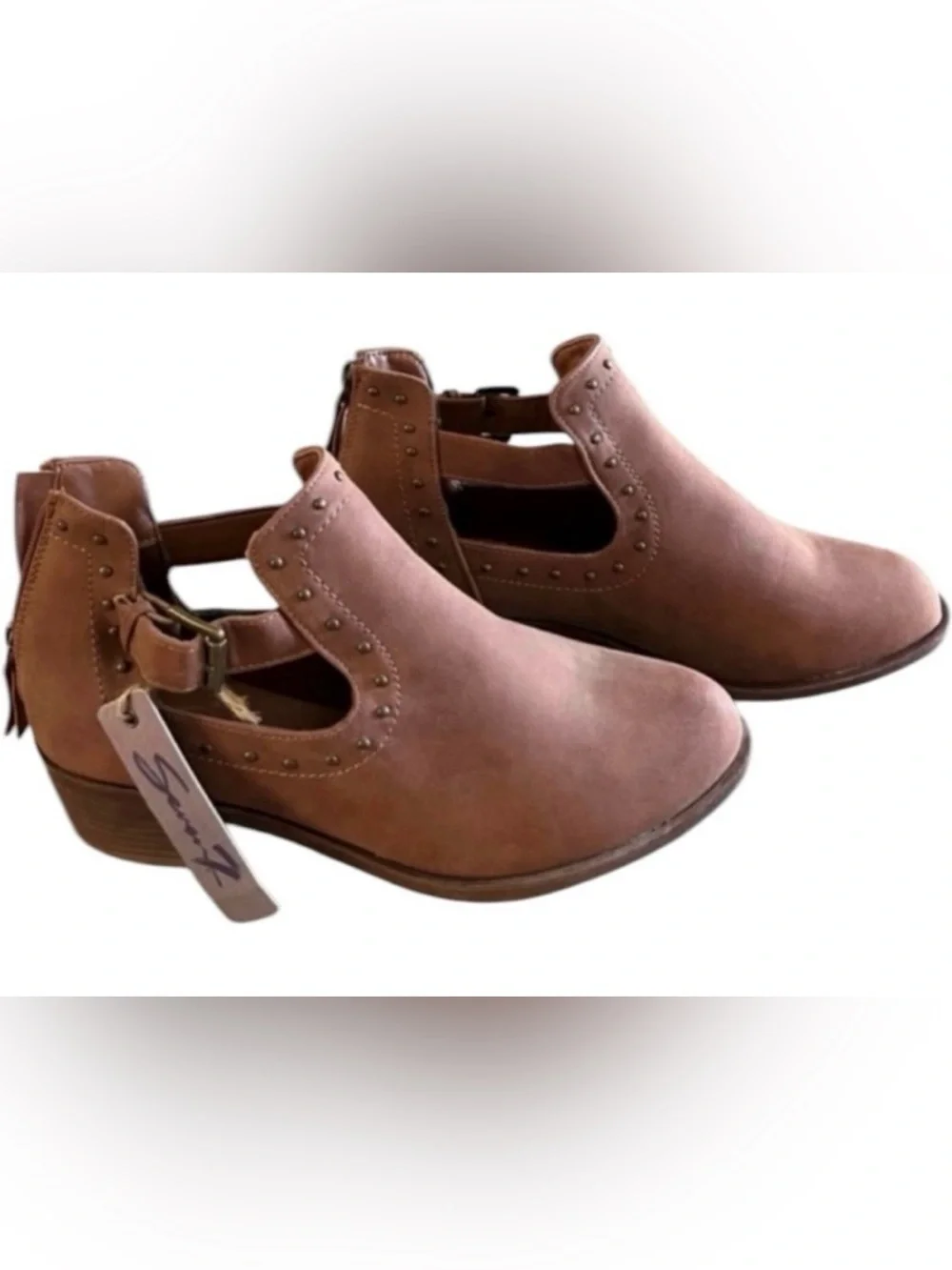 NWT Seven7 Mr. Stokley women’s 9 faux leather brown beaded ankle boots